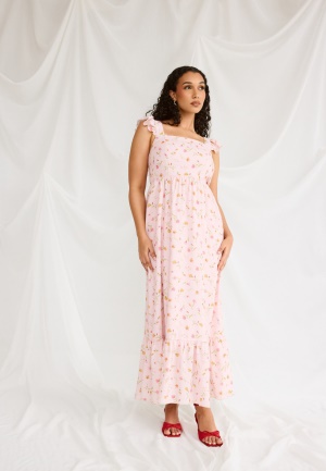 BUBBLEROOM Flounce Dress Pink/Floral XS
