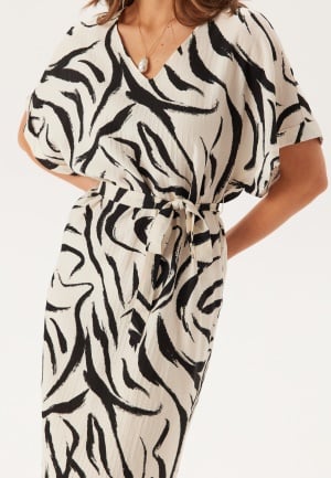 VILA Viclo V-neck 2/4 MIDI DRESS  M Birch Aop:marble Swirl 34