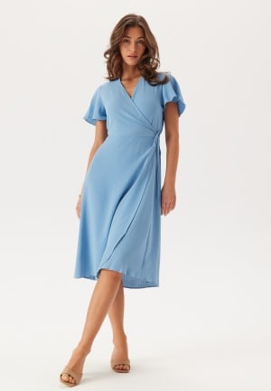 VILA Vilovie S/S Wrap Midi Dress Blissful Blue 40