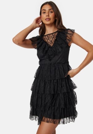 Bubbleroom Occasion Lace Frill Dress Black S