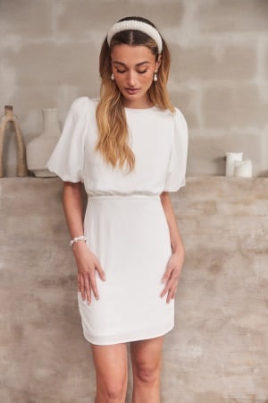 Bubbleroom Occasion Short bow Dress White 44