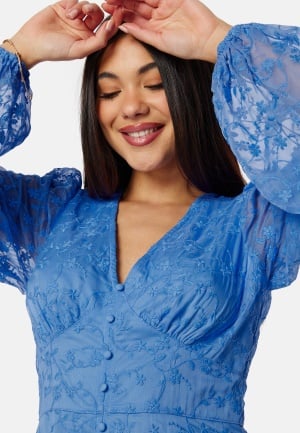 Bubbleroom Occasion Embroidered Midi Dress Blue 34