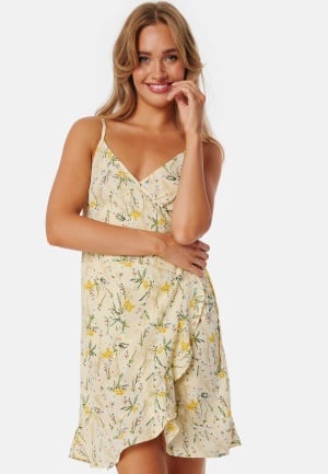BUBBLEROOM Flounce Short Strap Dress Yellow/Printed S