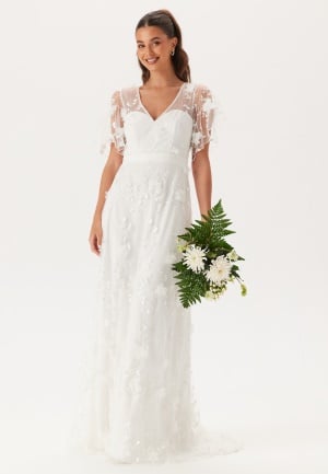 Bubbleroom Occasion Embroidered Floral Wedding Gown White 36