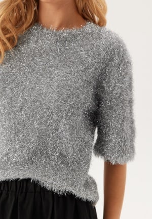BUBBLEROOM Sparkling Knitted Short Sleeve Sweater Silver S