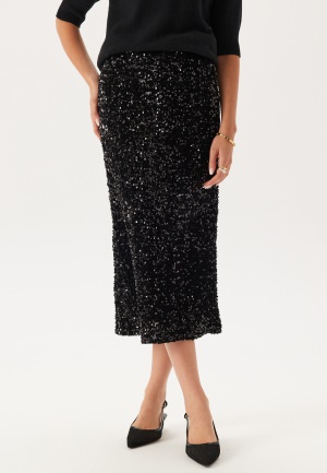 VILA Vifaith Hw Midi Sequin Skirt Black Beauty Detail:black Beau S