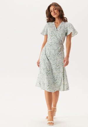 VILA Vilovie S/S Wrap Midi Dress Kentucky Blue AOP: ALY 40