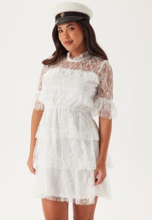 BUBBLEROOM Frill Lace Dress White 42