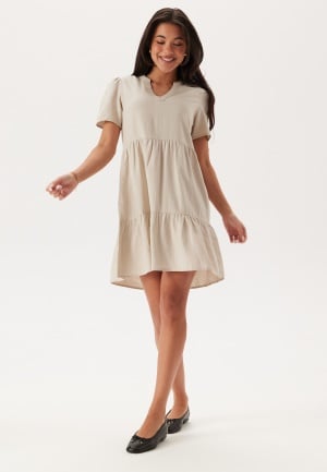 ONLY Onltiri-Caro V-Nec Lin Dress Pumice Stone M