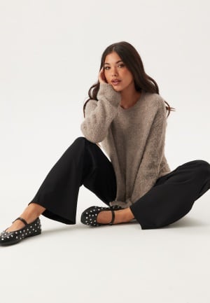 BUBBLEROOM Knitted Bouclé Sweater Beige melange M