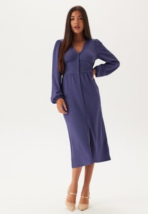 BUBBLEROOM Structure Button Midi Dress Dusty blue M
