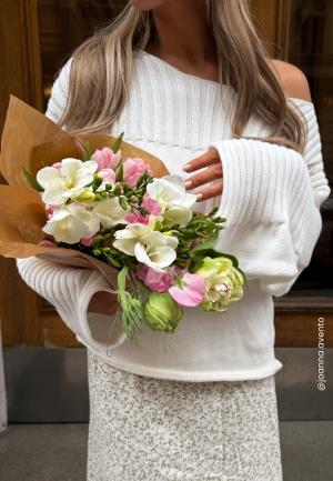 BUBBLEROOM Boatneck Knitted Sweater Offwhite M