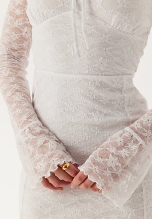 BUBBLEROOM Square Neck Lace Dress White M