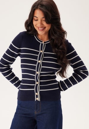 GANT Ribbed Breton Cardigan Evening Blue M