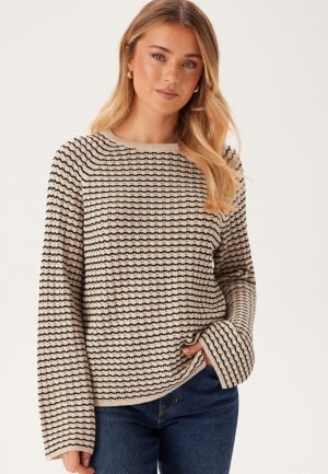 Object Collectors Item Objester L/S KNIT PATTERN TOP  Sandshell Stripes:black  XL