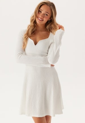 BUBBLEROOM Structured V-neck Skater Dress White M