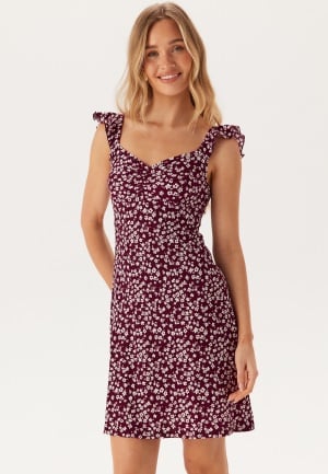BUBBLEROOM Frill Short Dress Burgundy M