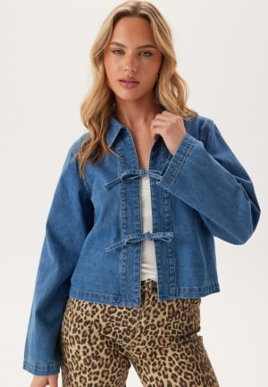 ONLY Onlthora Ls Bow Shirt Dnm Medium Blue Denim M