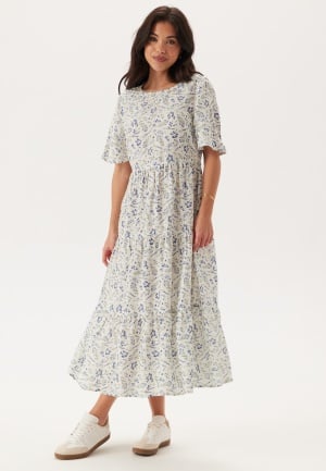 Happy Holly Butterfly Sleeve Viscose Midi Dress Offwhite/Patterned 44/46