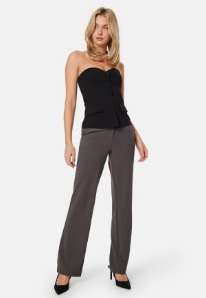 BUBBLEROOM Soft Suit Straight Trousers Petite Dark grey 3XL