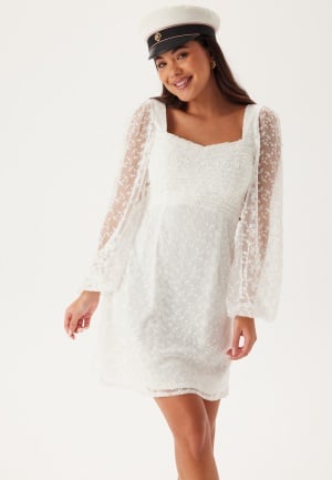 Bubbleroom Occasion Ruched L/S Short Dress White 46