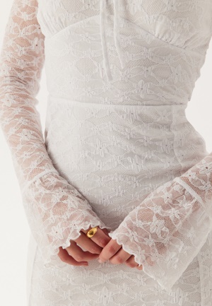 BUBBLEROOM Square Neck Lace Dress White L