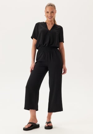 BUBBLEROOM Smock Waist Ankle Trousers Black L
