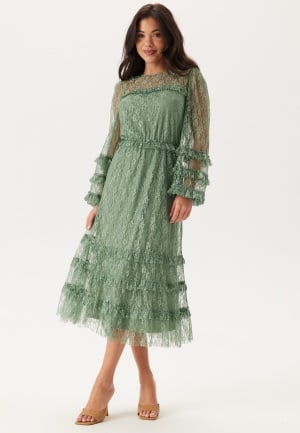 Happy Holly Midi Lace Dress Dusty green 44/46