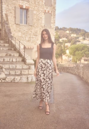 BUBBLEROOM Satin Skirt Black/Patterned L