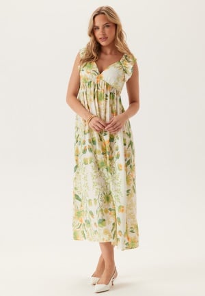 VERO MODA Vmjosie Sl Ankle Frill Dress Cloud Dancer Aop:mea L