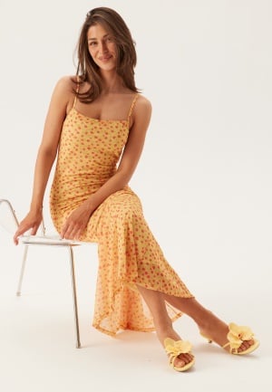 VILA Visine Ankle Strap Dress Pale Banana Aop:flower XL