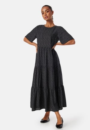 Happy Holly Butterfly Sleeve Viscose Midi Dress Black/Dotted 48/50