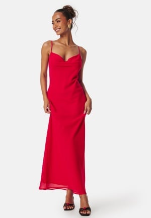 Bubbleroom Occasion Waterfall Slip Ankle Dress Red S