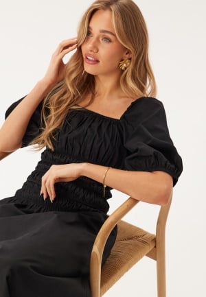 BUBBLEROOM Square Neck Smock Top Black XL