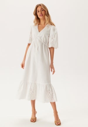 BUBBLEROOM Midi Broderie Anglaise Dress White XL