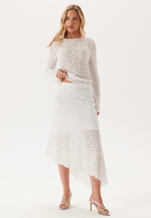BUBBLEROOM Asymmetric Lace Skirt White XL