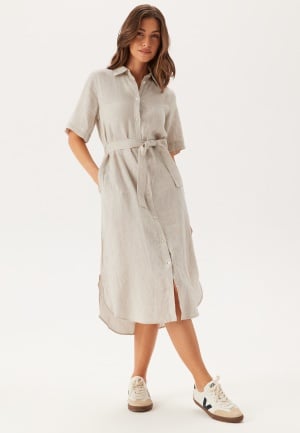 GANT Reg Linen Ss Shirt Dress Dry Sand 42