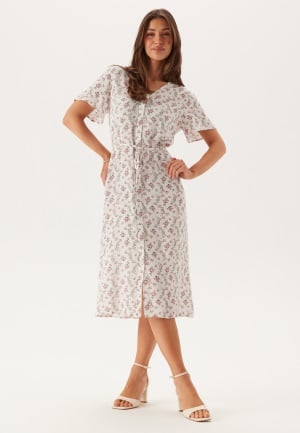 Pieces Pcnya Ss V-neck Midi Dress Cloud Dancer Aop:romantic Flow XL