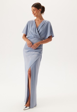 Bubbleroom Occasion Wrap Satin Gown Light blue 46