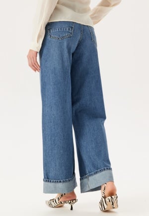 ONLY Onlhope Hw Wide Fold Up Dnm Medium Blue Denim 32/32