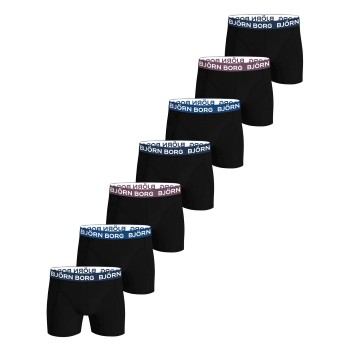 Björn Borg 7P Cotton Stretch Boxers With Logo Sort bomuld X-Large Herre