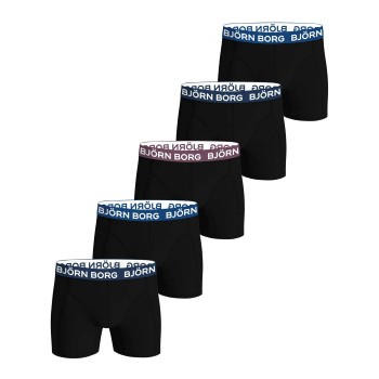 Björn Borg 5P Cotton Stretch Waistband Boxers Sort bomuld Large Herre
