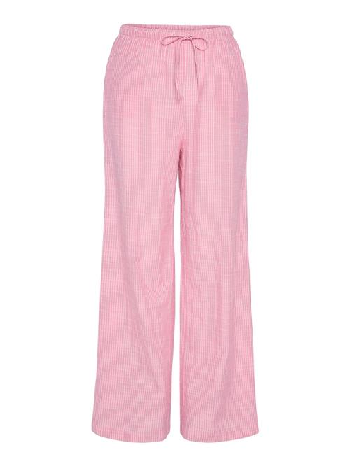 Se PIECES Bukser 'PCApia'  lys pink / hvid ved About You