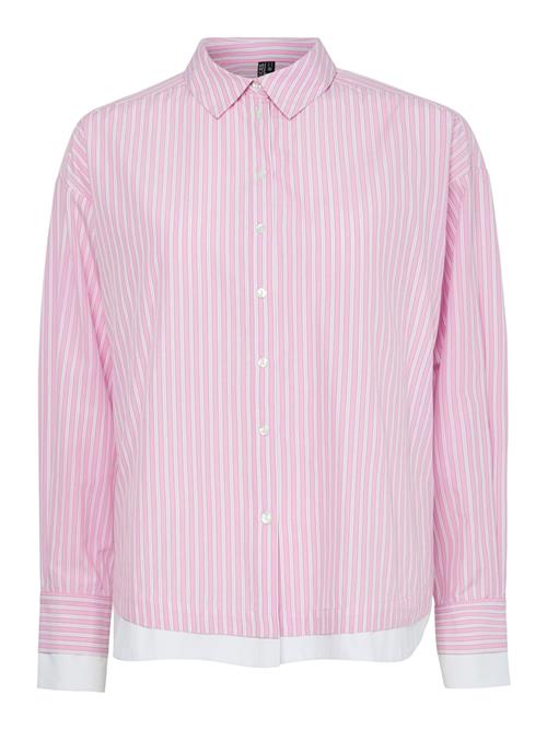 PIECES Bluse  lyserød / hvid
