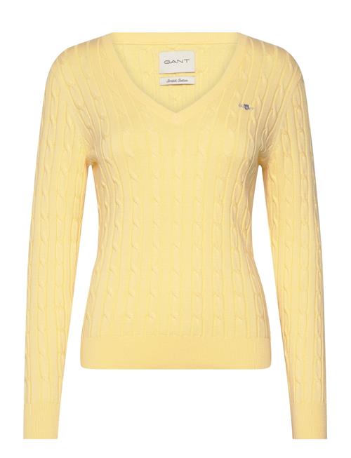 Se Stretch Cotton Cable V-Neck GANT Yellow ved Booztlet