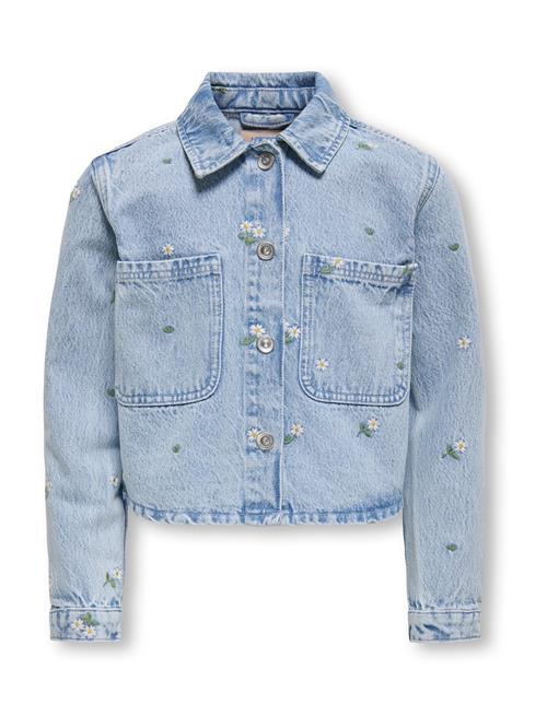 ONLY GIRLS Bluse 'KOGCASSIE'  blue denim / græsgrøn / hvid