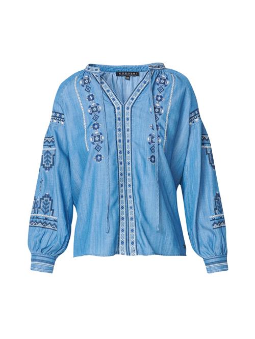 KOROSHI Bluse  navy / blue denim / hvid