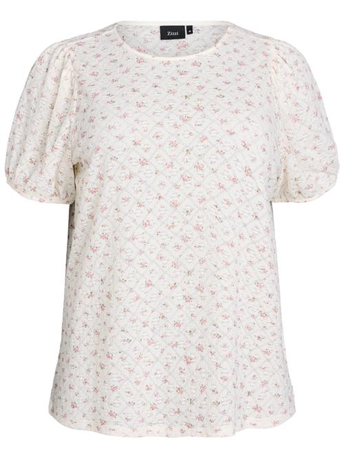 Zizzi Bluse 'Erani'  mørkegrøn / pink / hvid