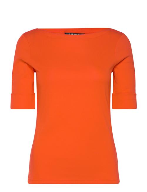 Se Stretch Cotton Boatneck Tee Lauren Ralph Lauren Orange ved Booztlet
