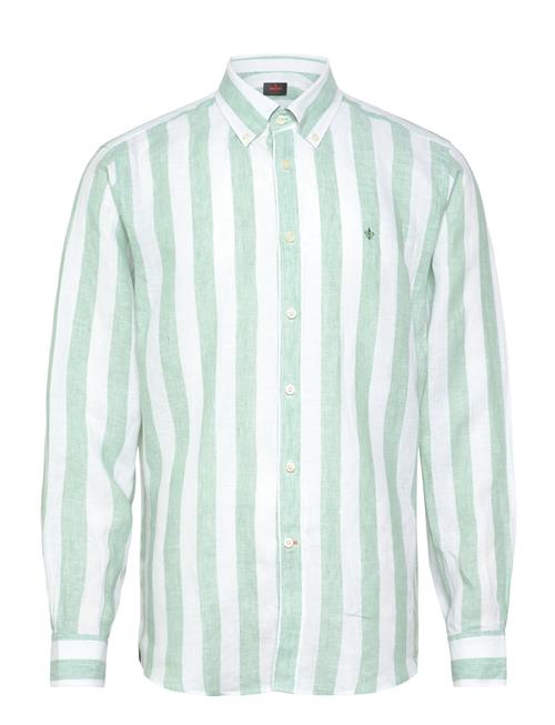Douglas Linen Stripe Shirt-Classic Fit Morris Green